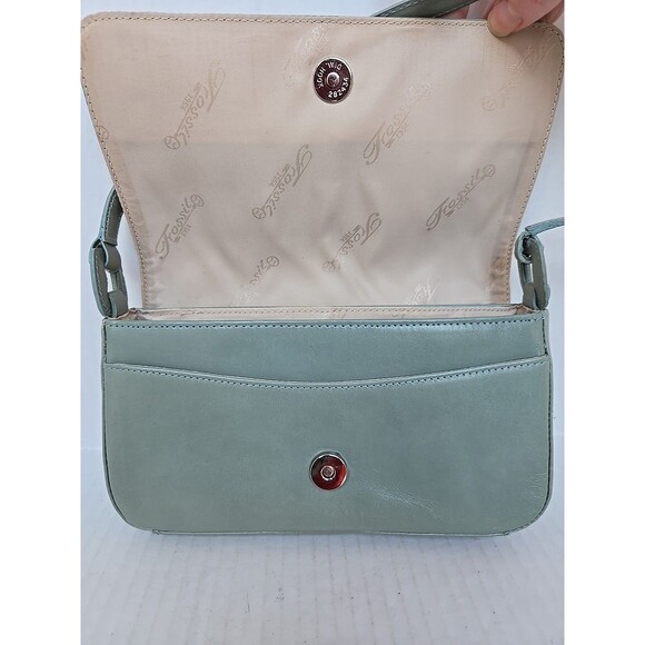 Fossil 1954 Leather Baguette Small Shoulder Bag Seafoam Green Magnetic Purse - Picture 7 of 15